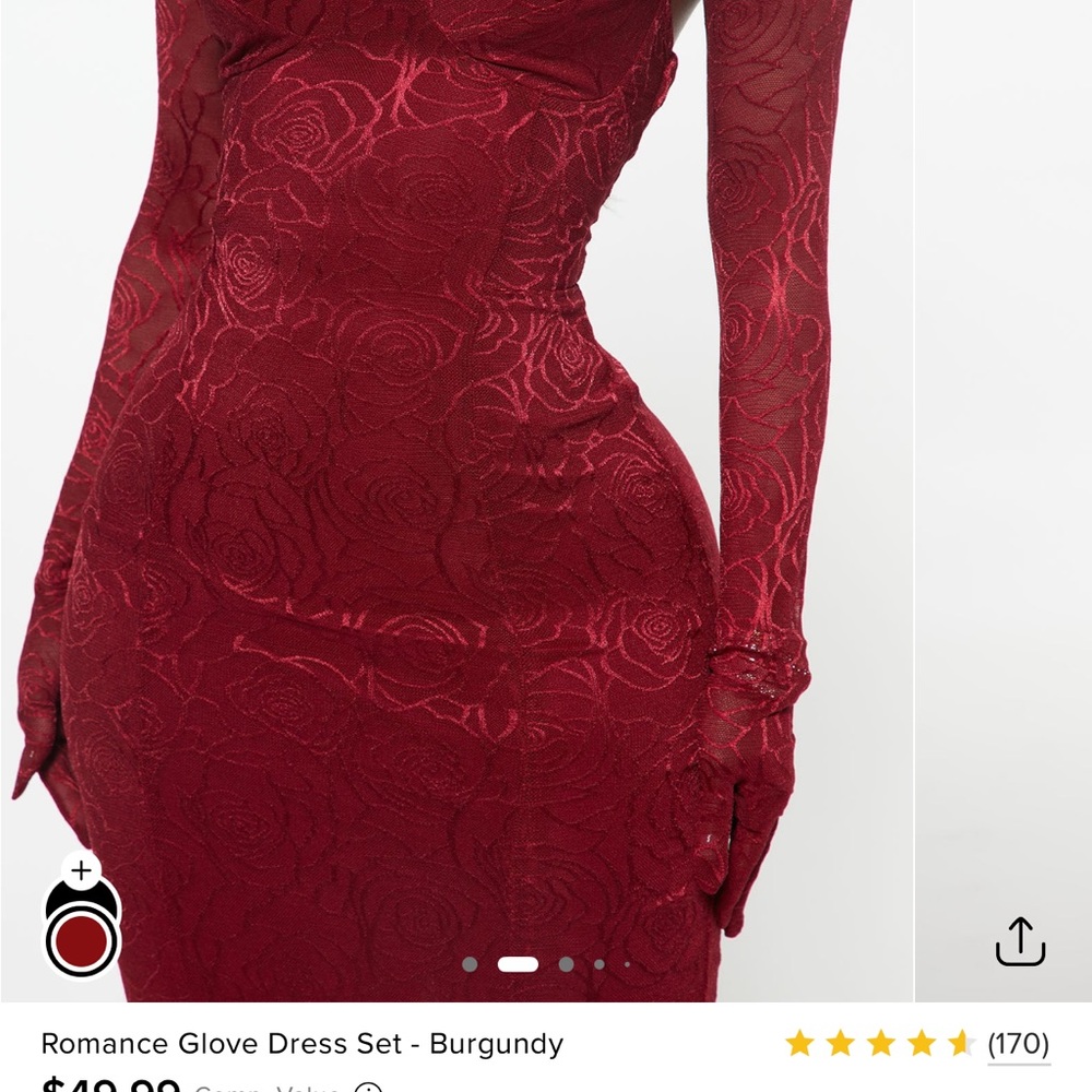 Elegant Burgundy Dress with Gloves